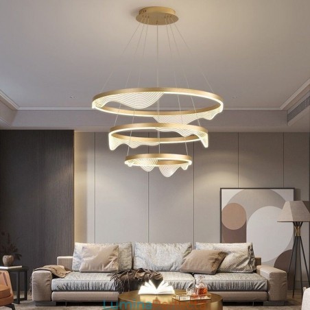 Lampă suspendată Golden Wave Ripple Lampă suspendată 3 lumini Lampă suspendată Golden Wave Ripple Lampă suspendată 3 lumini