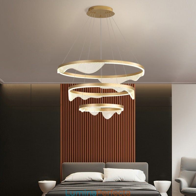 Lampă suspendată Golden Wave Ripple Lampă suspendată 3 lumini