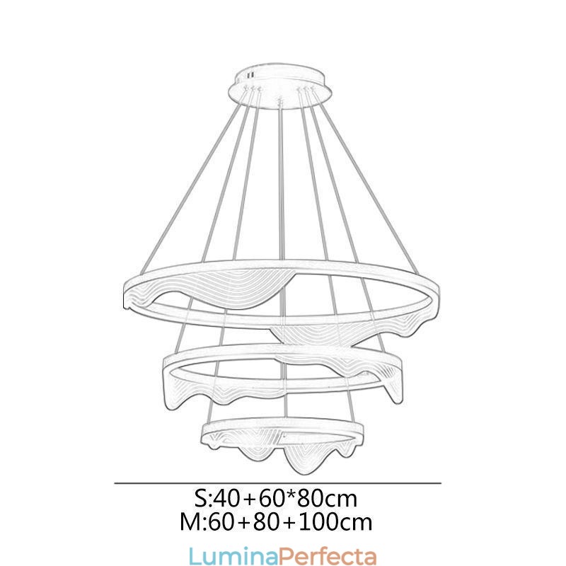 Lampă suspendată Golden Wave Ripple Lampă suspendată 3 lumini