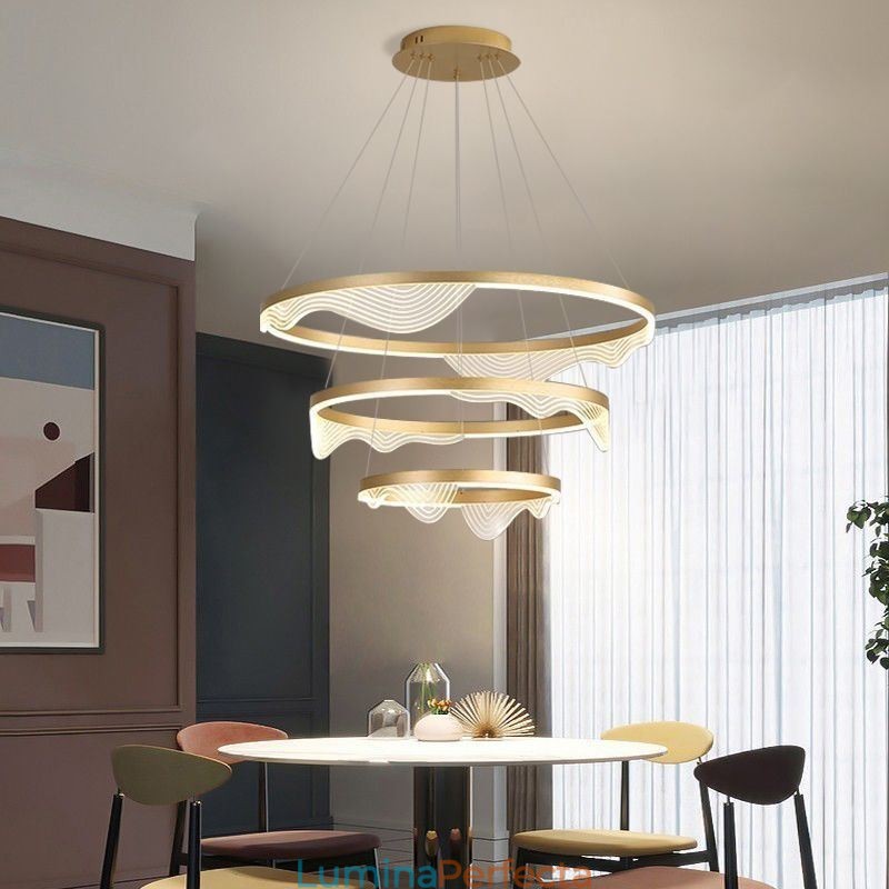 Lampă suspendată Golden Wave Ripple Lampă suspendată 3 lumini