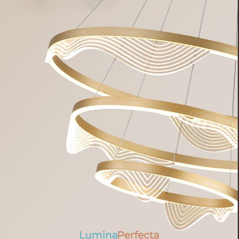Lampă suspendată Golden Wave Ripple Lampă suspendată 3 lumini