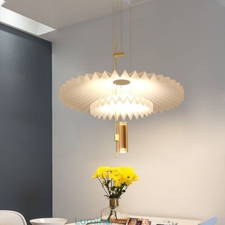 Lampă suspendată plisată modernă Iluminat decorativ acrilic Lampă suspendată plisată modernă Iluminat decorativ acrilic