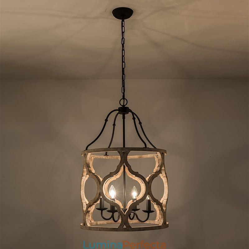 Lampă suspendată lanternă în stil vintage cu 4 lumini