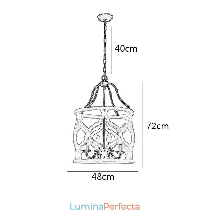 Lampă suspendată lanternă în stil vintage cu 4 lumini