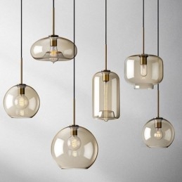 Lampă suspendată din sticlă Lumină decorativă din sticlă de culoare cognac minimalistă