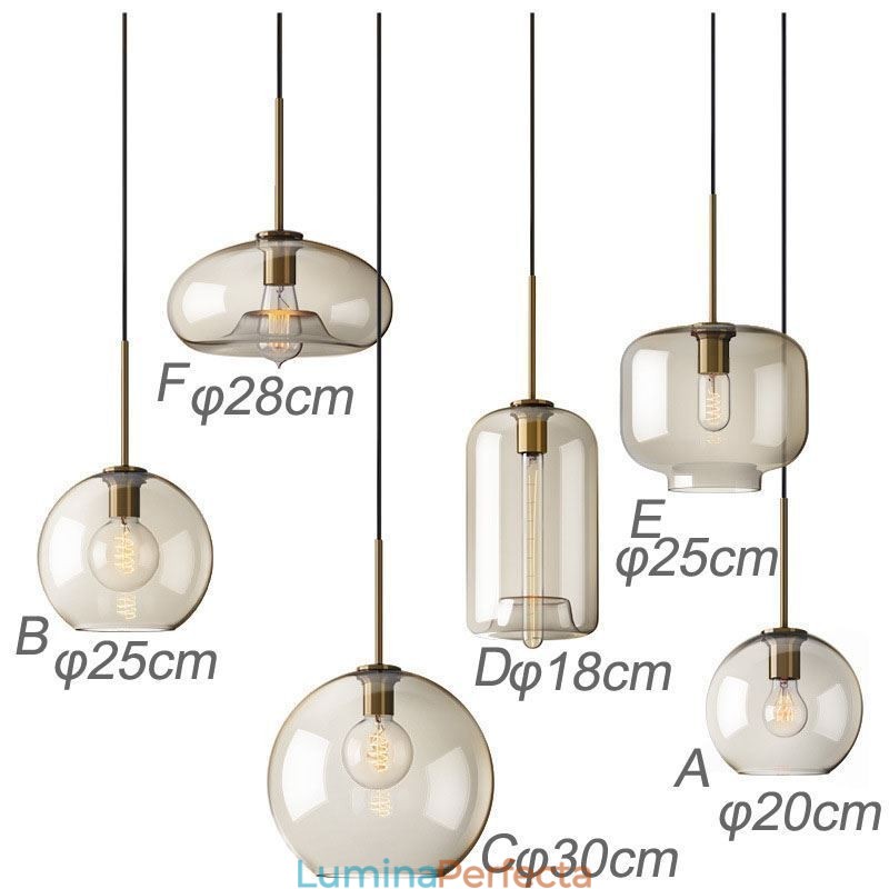Lampă suspendată din sticlă Lumină decorativă din sticlă de culoare cognac minimalistă