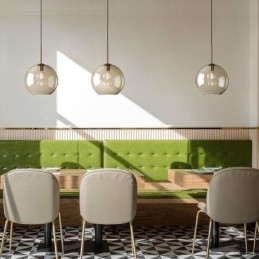 Lampă suspendată din sticlă Lumină decorativă din sticlă de culoare cognac minimalistă