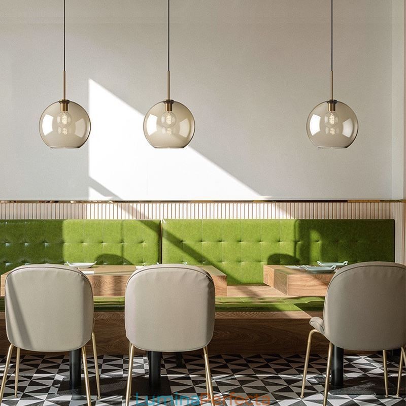 Lampă suspendată din sticlă Lumină decorativă din sticlă de culoare cognac minimalistă