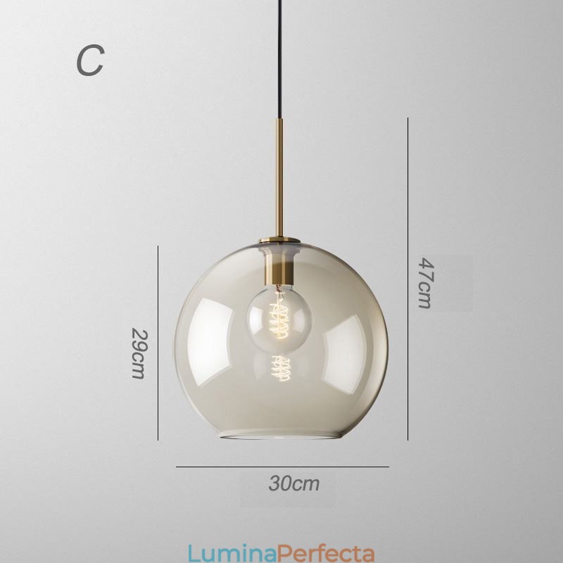 Lampă suspendată din sticlă Lumină decorativă din sticlă de culoare cognac minimalistă