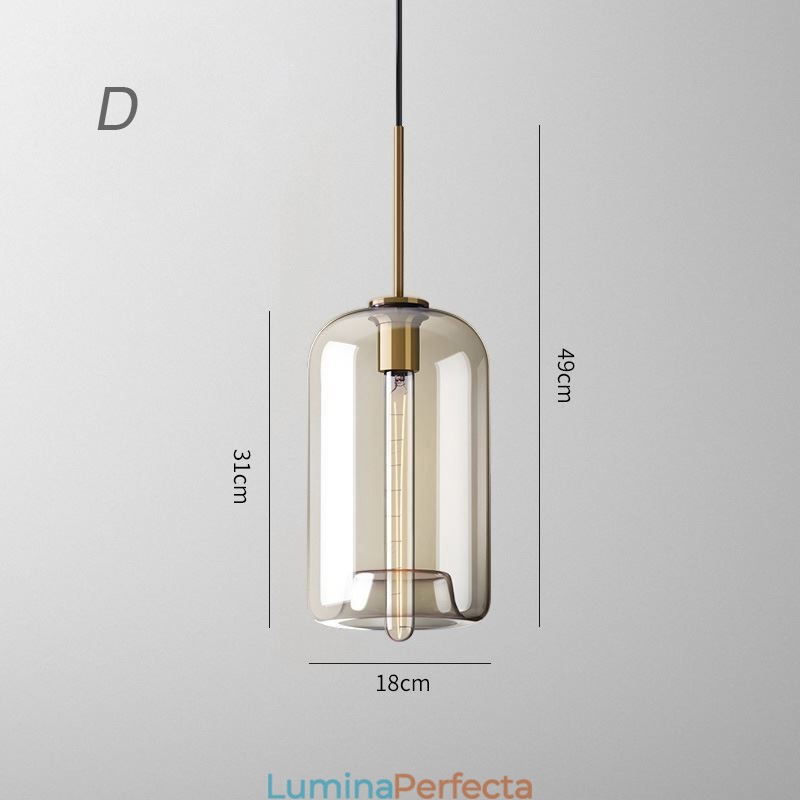 Lampă suspendată din sticlă Lumină decorativă din sticlă de culoare cognac minimalistă