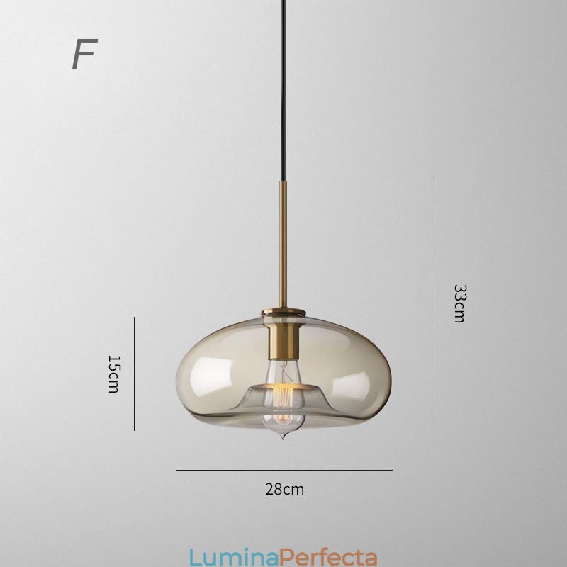 Lampă suspendată din sticlă Lumină decorativă din sticlă de culoare cognac minimalistă