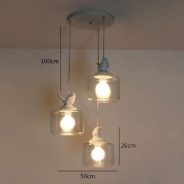 Lampă suspendată din sticlă în stil retro Iluminat decorativ cu pasăre
