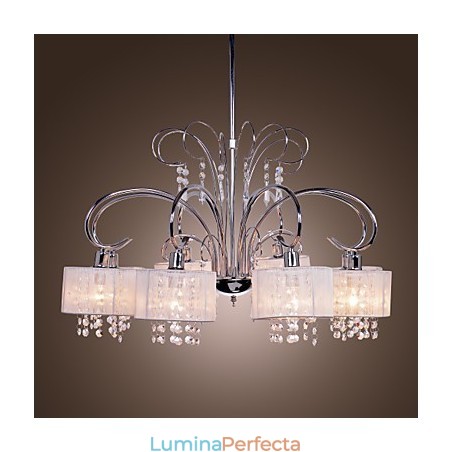 Candelabru contemporan modern din metal cromat din cristal Candelabru contemporan modern din metal cromat din cristal