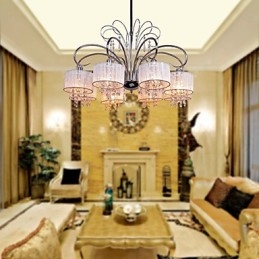 Candelabru contemporan modern din metal cromat din cristal
