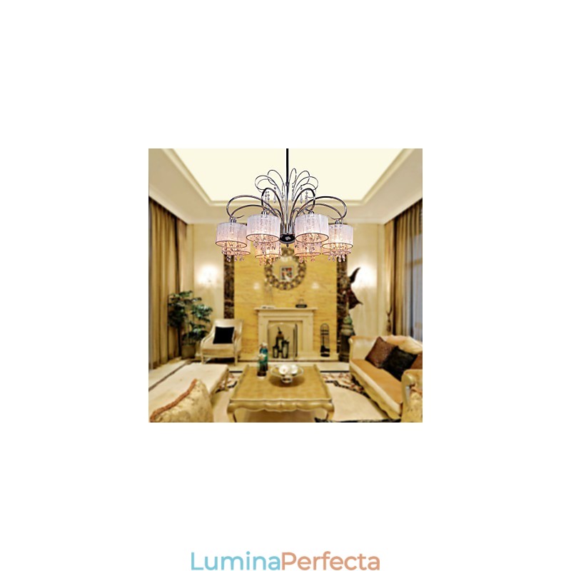Candelabru contemporan modern din metal cromat din cristal