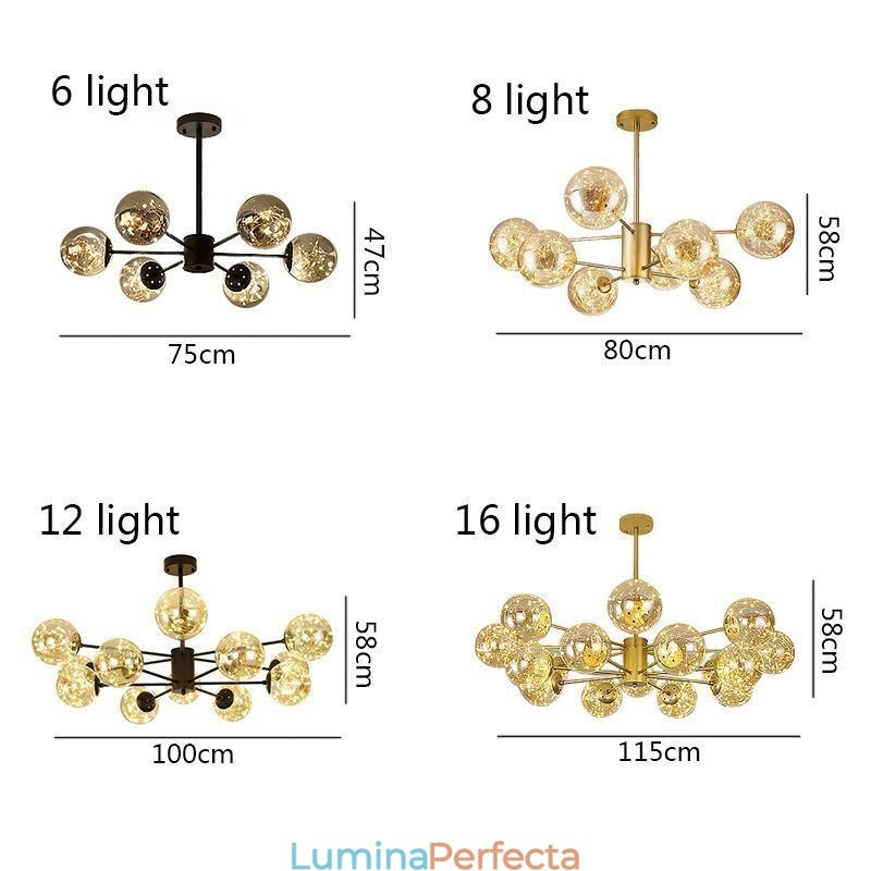 Lampă de suspendare Magic Bean Lampă de suspendare Gypsophila cu bilă de sticlă în stil nordic