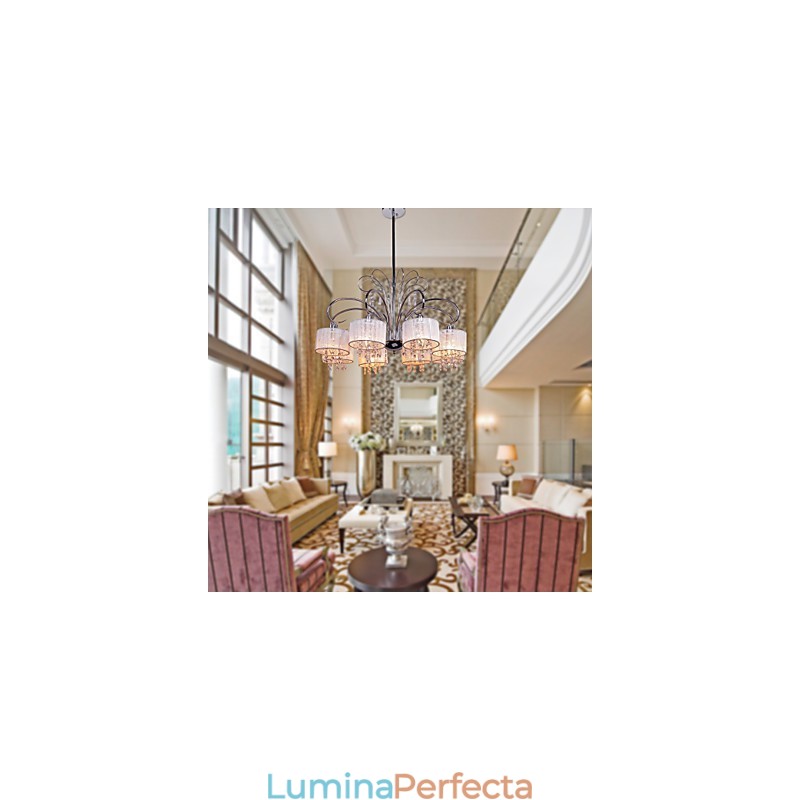 Candelabru contemporan modern din metal cromat din cristal