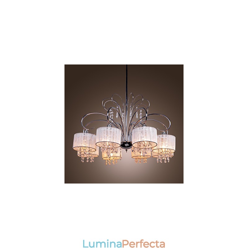 Candelabru contemporan modern din metal cromat din cristal