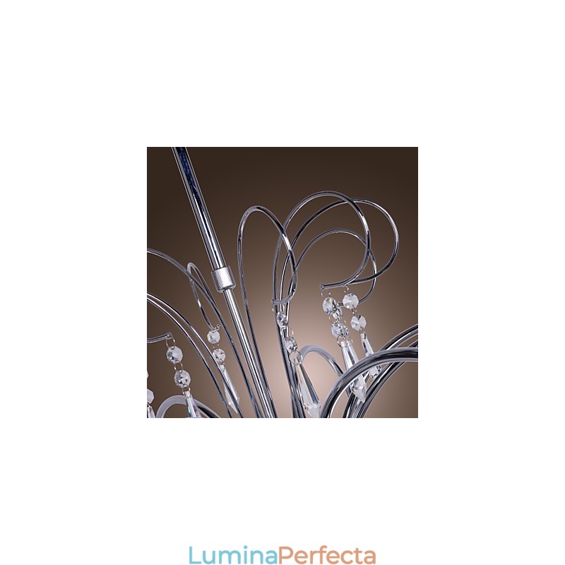 Candelabru contemporan modern din metal cromat din cristal