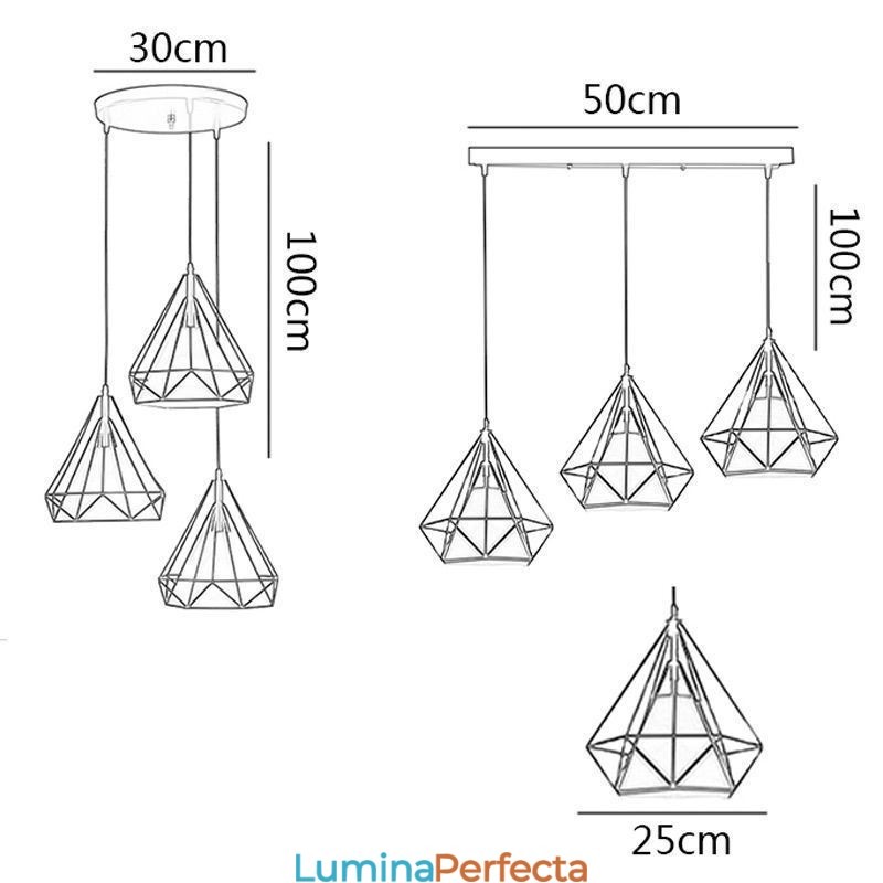 Lumină suspendată în formă de diamant Corp de iluminat decorativ modern minimalist