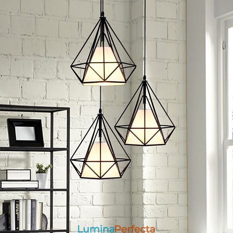 Lumină suspendată în formă de diamant Corp de iluminat decorativ modern minimalist