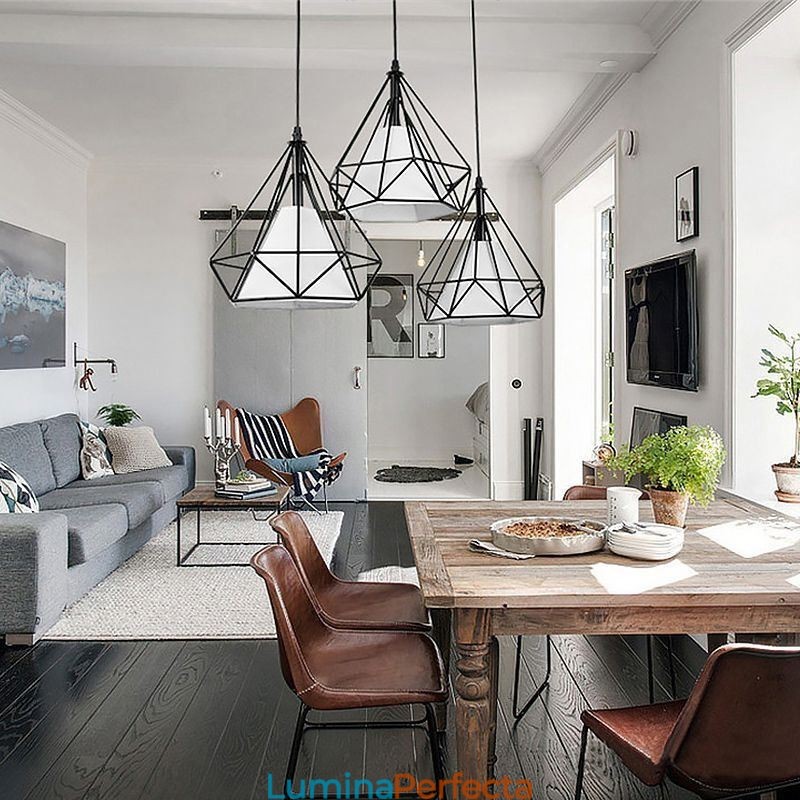 Lumină suspendată în formă de diamant Corp de iluminat decorativ modern minimalist
