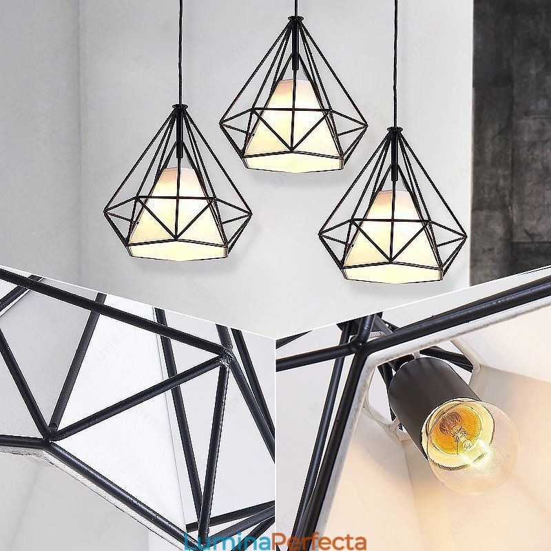 Lumină suspendată în formă de diamant Corp de iluminat decorativ modern minimalist