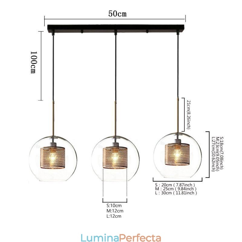 Plafoniera minimalistă cu grup de sticlă cu 3 lumini