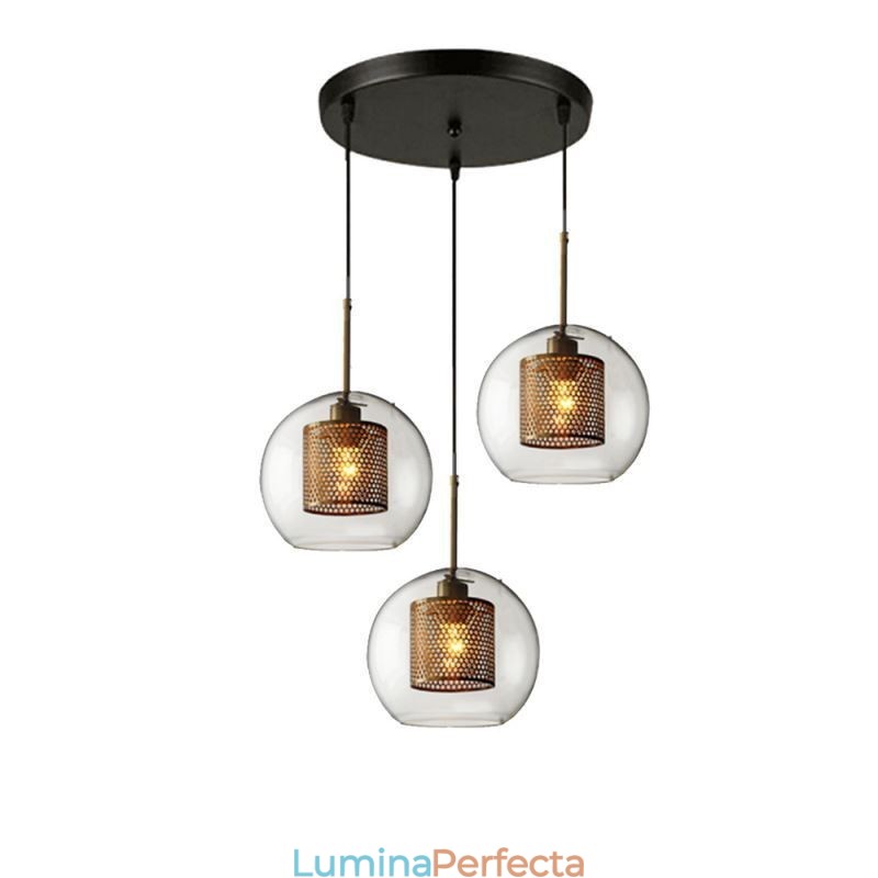 Plafoniera minimalistă cu grup de sticlă cu 3 lumini