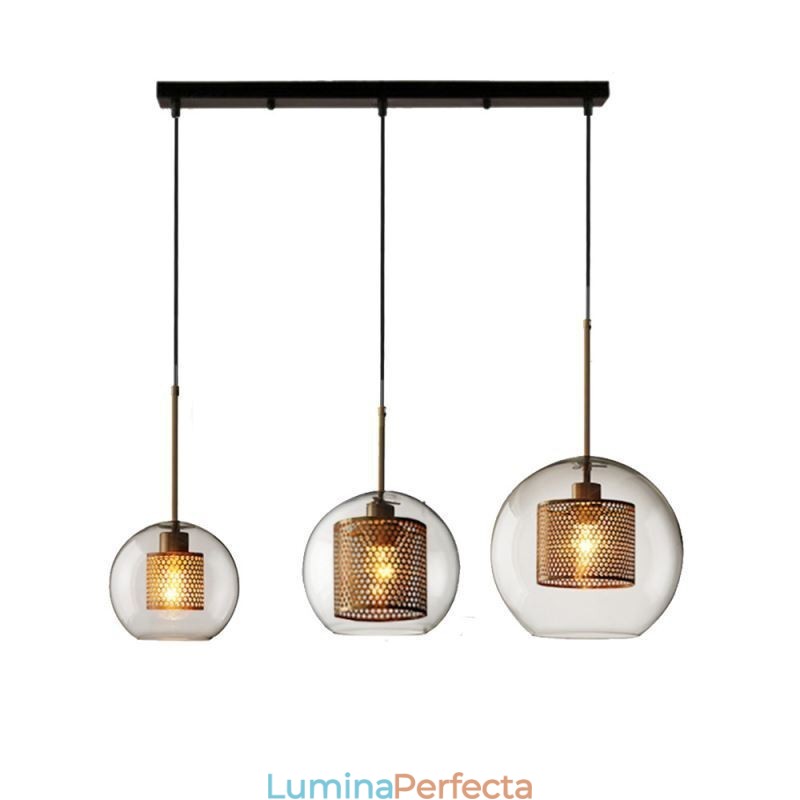 Plafoniera minimalistă cu grup de sticlă cu 3 lumini