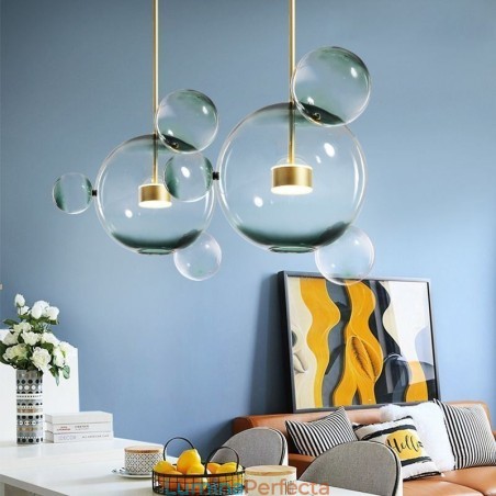 Plafoniera din sticlă cu bule de suspendare Lampă verde degradată