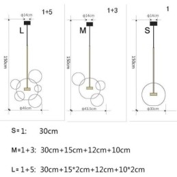 Plafoniera din sticlă cu bule de suspendare Lampă verde degradată