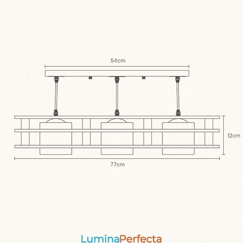 Plafoniera decorativă din lemn de stejar cu 3 lumini Creative