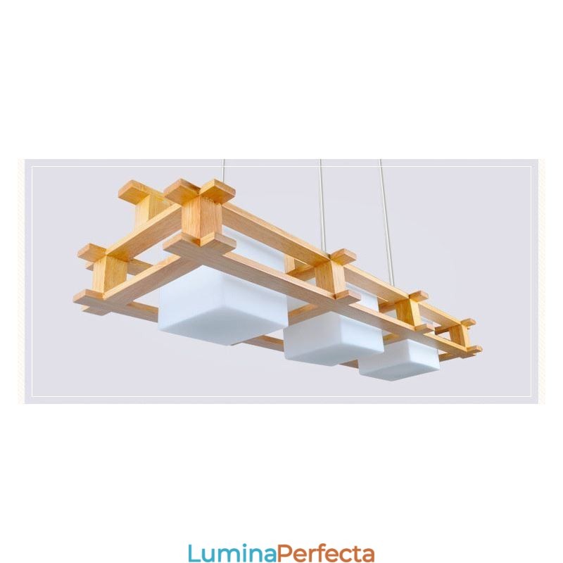 Plafoniera decorativă din lemn de stejar cu 3 lumini Creative