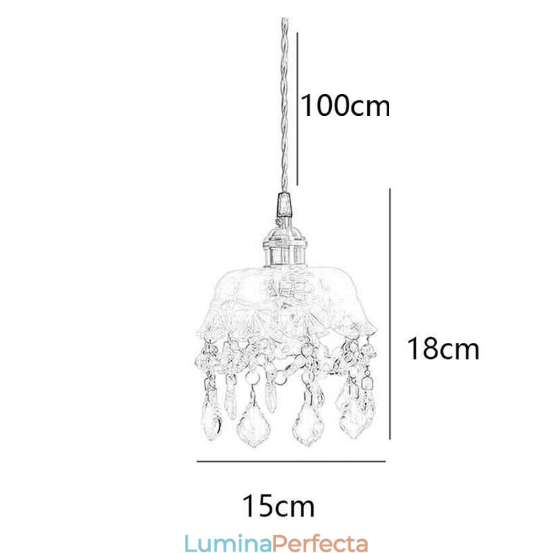 Lampă elegantă din sticlă suspendată cu un singur cap