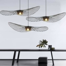 Lampă suspendată din fier Lampă cu pălărie de paie 1 lumină