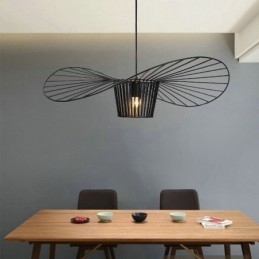 Lampă suspendată din fier Lampă cu pălărie de paie 1 lumină