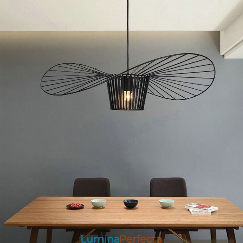 Lampă suspendată din fier Lampă cu pălărie de paie 1 lumină