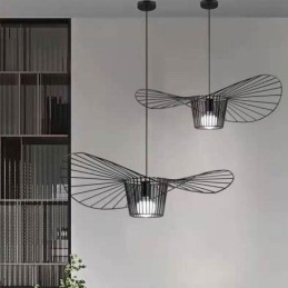 Lampă suspendată din fier Lampă cu pălărie de paie 1 lumină