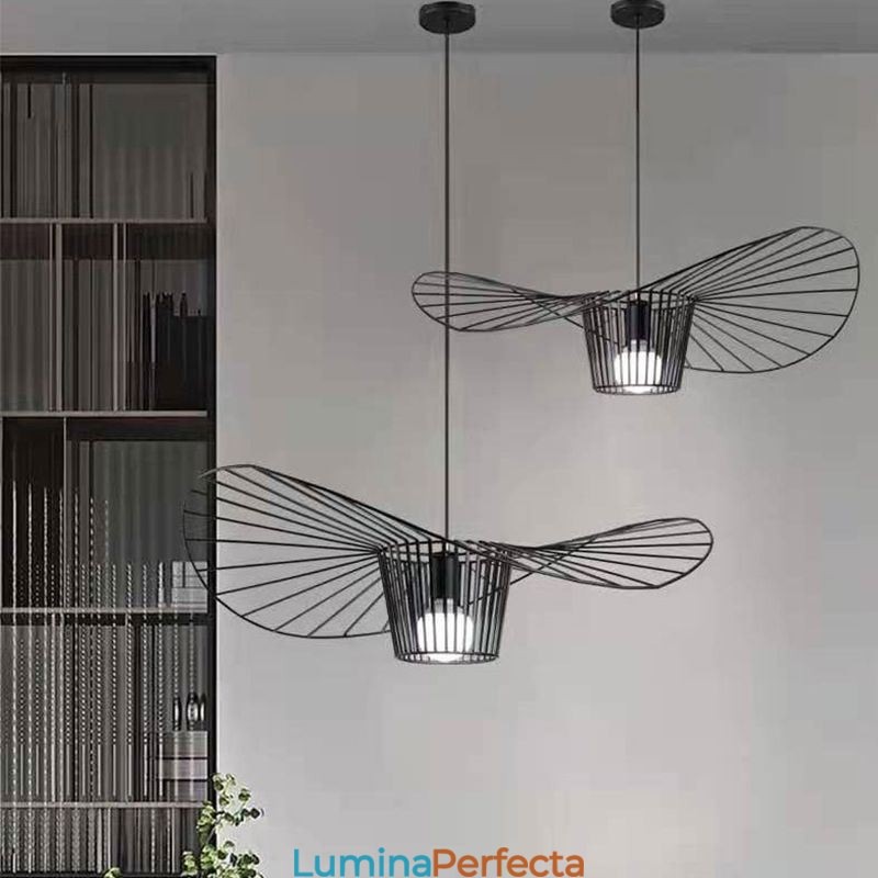 Lampă suspendată din fier Lampă cu pălărie de paie 1 lumină