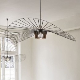 Lampă suspendată din fier Lampă cu pălărie de paie 1 lumină