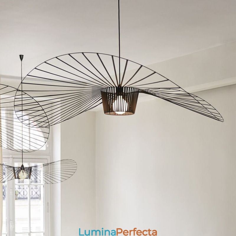Lampă suspendată din fier Lampă cu pălărie de paie 1 lumină