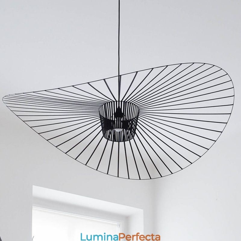 Lampă suspendată din fier Lampă cu pălărie de paie 1 lumină