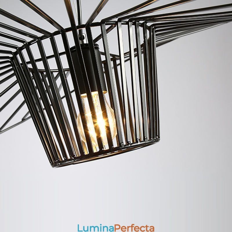 Lampă suspendată din fier Lampă cu pălărie de paie 1 lumină