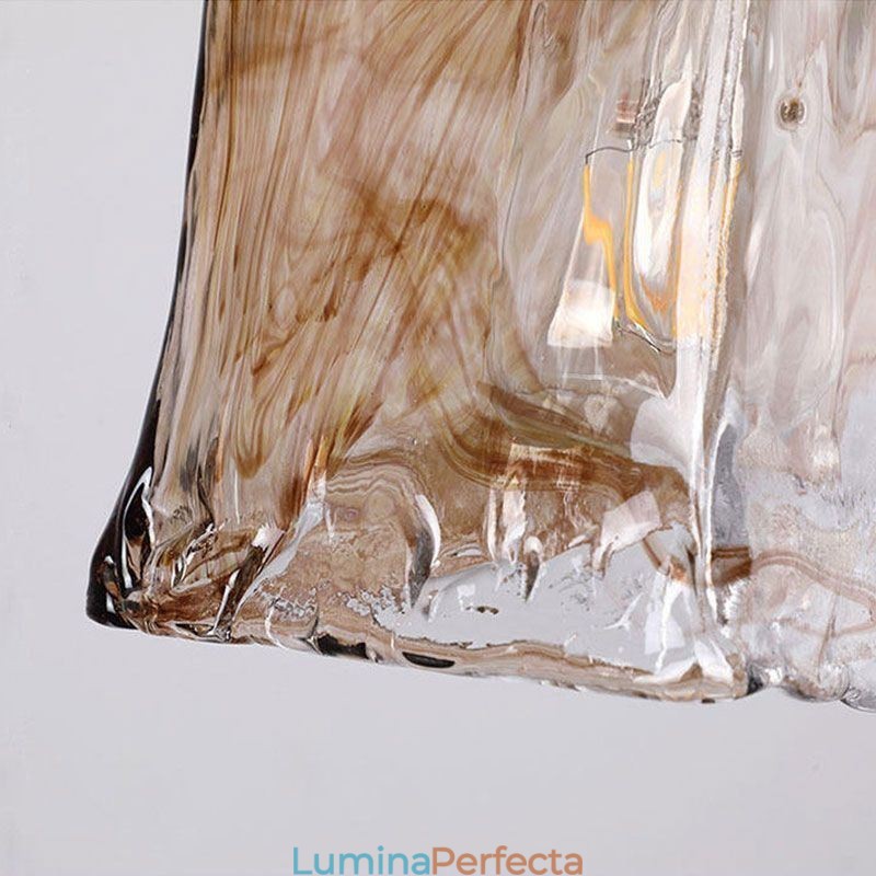 Lampă unică de suspendare din sticlă în stil japonez Iluminat decorativ de culoare chihlimbar