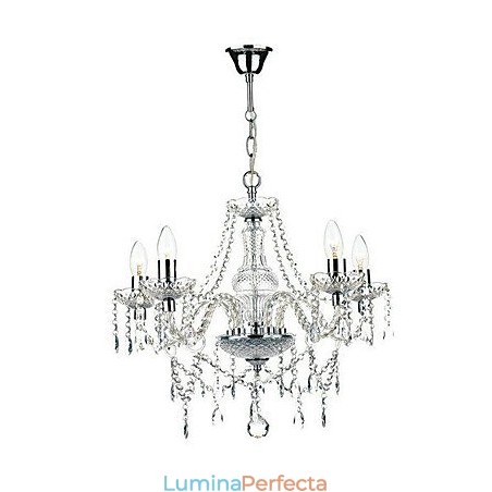 Candelabru tradițional din metal cromat din cristal