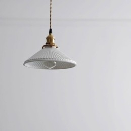 Lampă suspendată din ceramică în stil japonez Lampă suspendată retro plisată