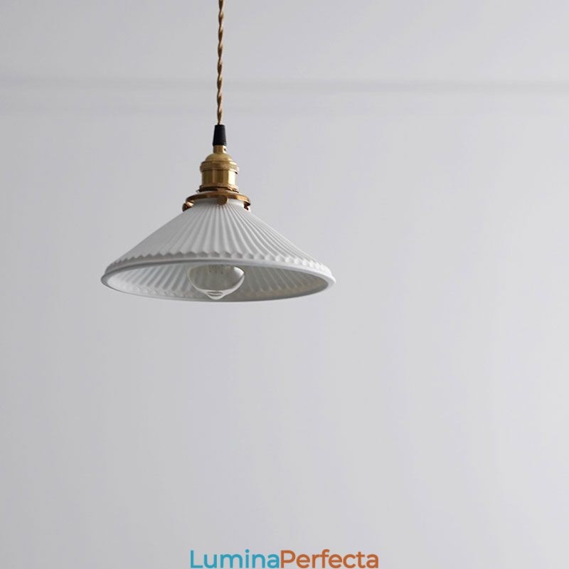 Lampă suspendată din ceramică în stil japonez Lampă suspendată retro plisată