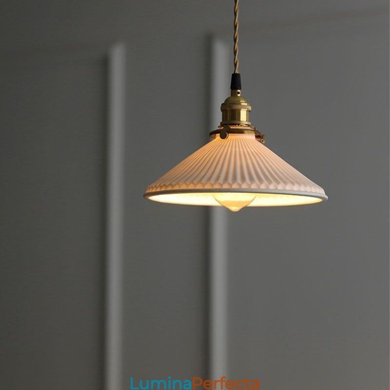 Lampă suspendată din ceramică în stil japonez Lampă suspendată retro plisată