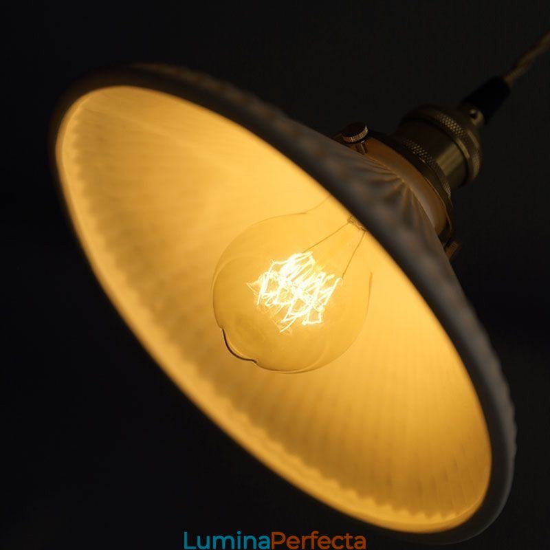Lampă suspendată din ceramică în stil japonez Lampă suspendată retro plisată